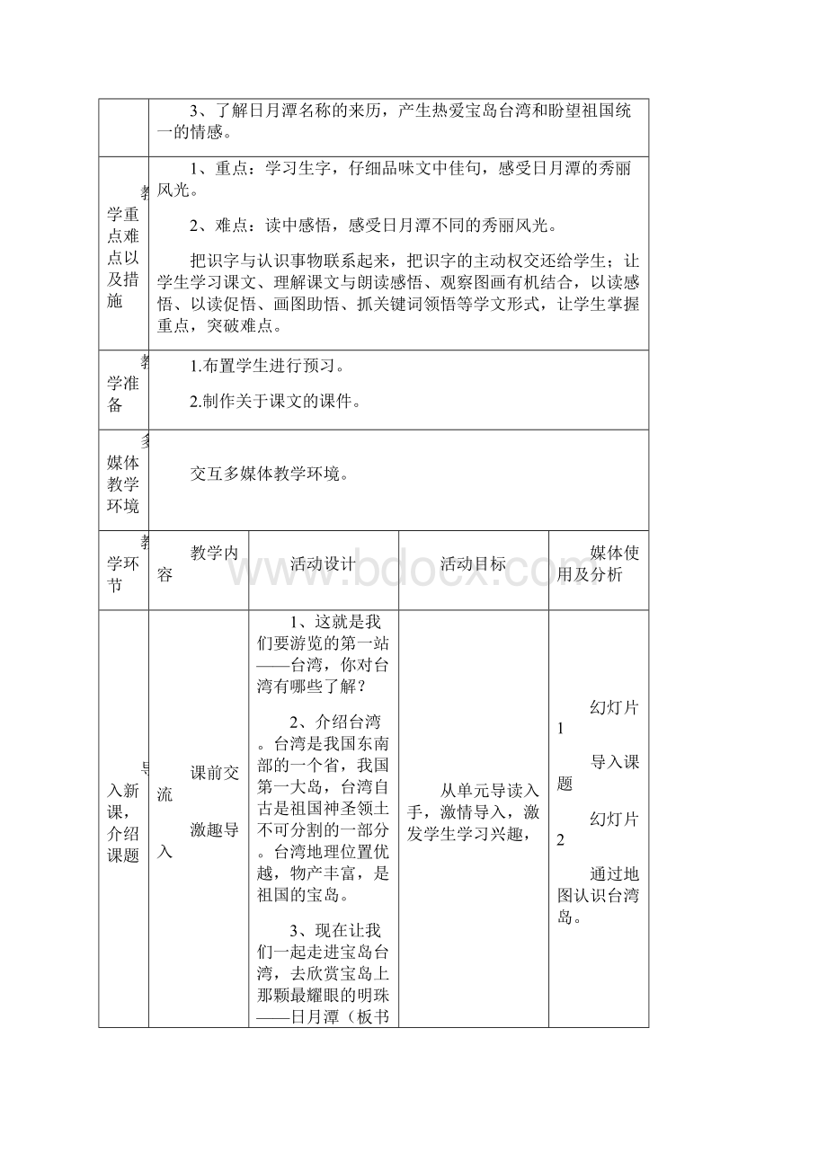 语文二年级下人教版39《日月潭》教学设计讲解.docx_第2页