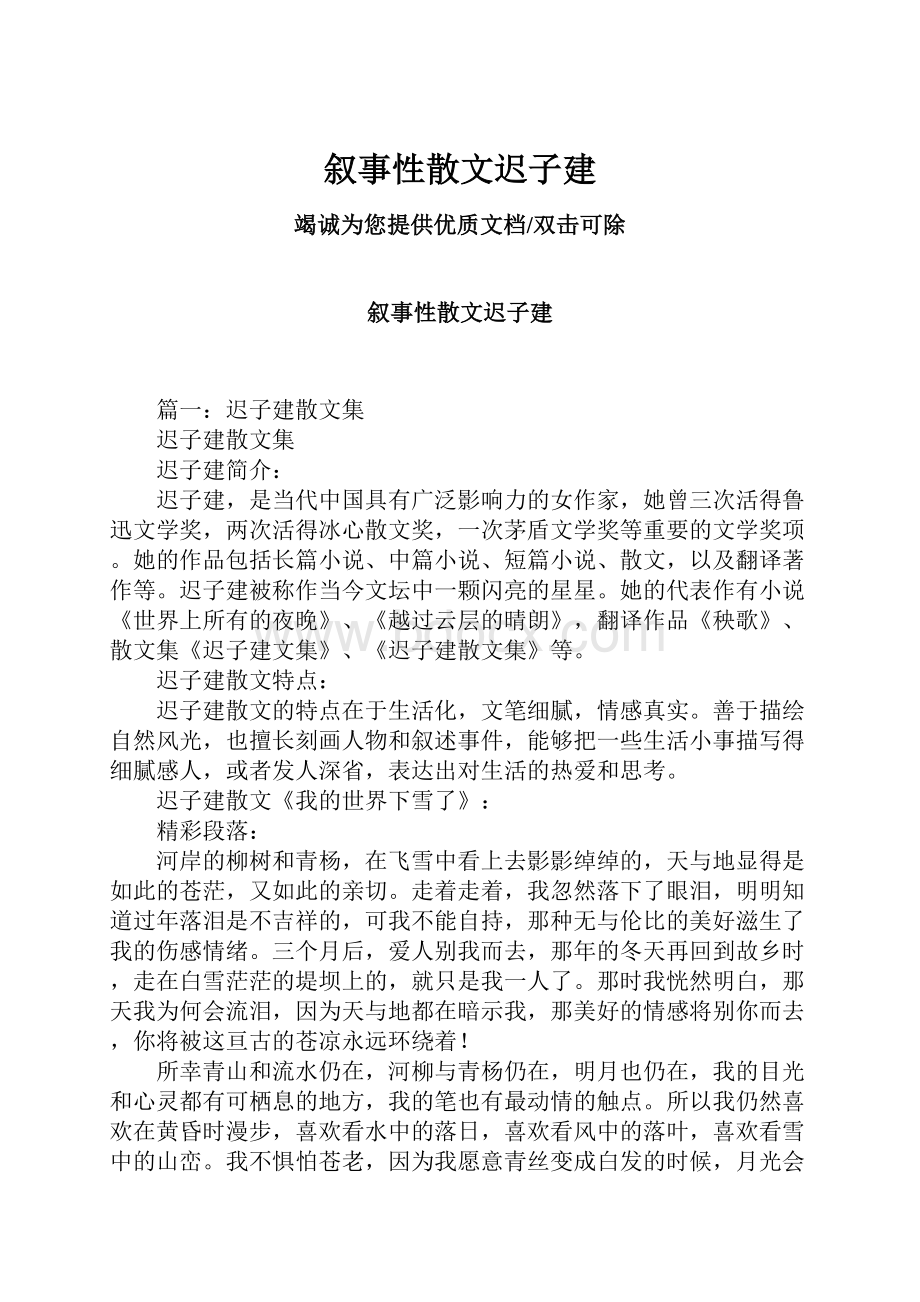 叙事性散文迟子建Word文档下载推荐.docx