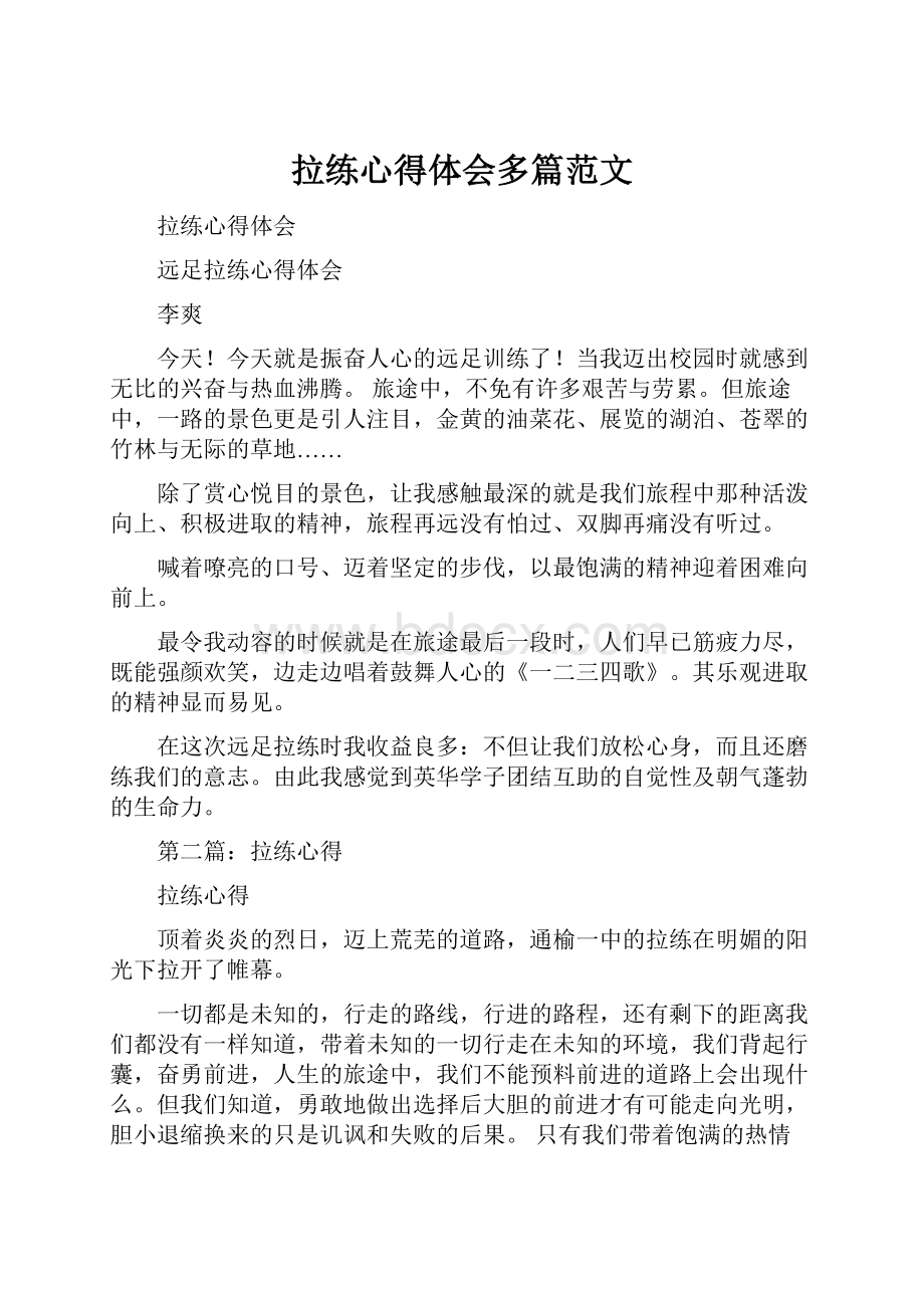 拉练心得体会多篇范文.docx_第1页