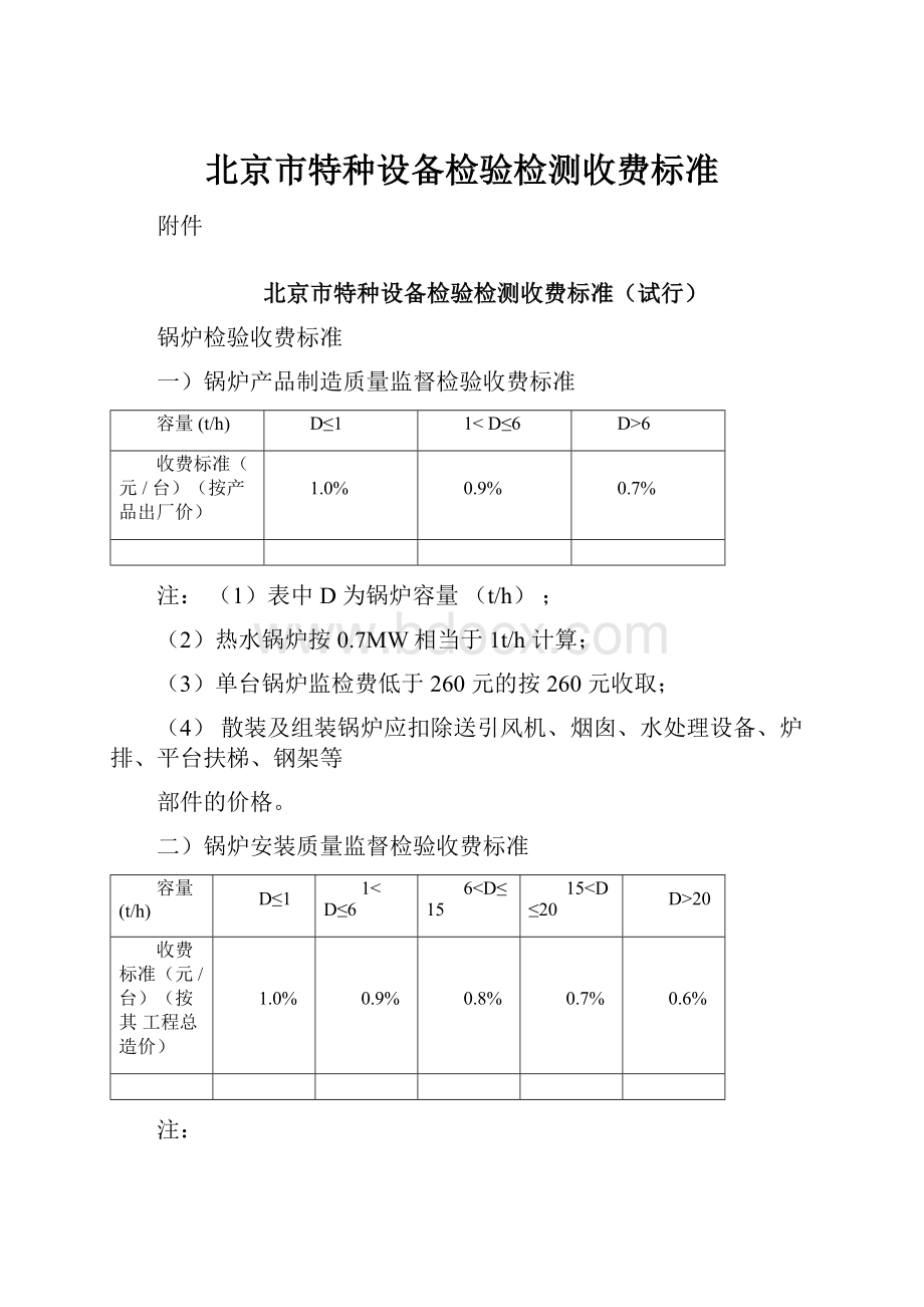 北京市特种设备检验检测收费标准.docx