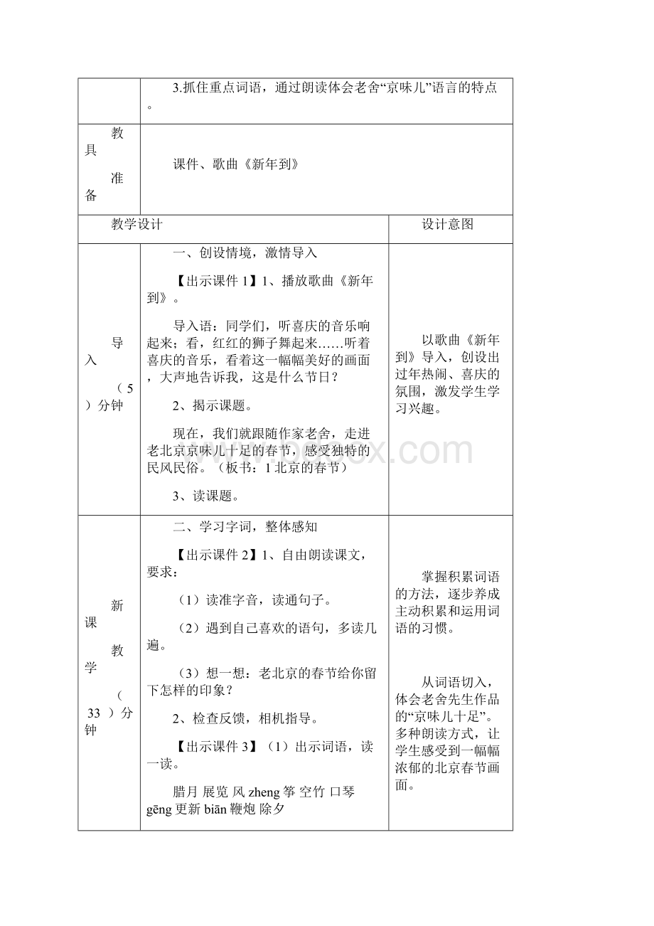 春部编版六年级语文下册 北京的春节教案.docx_第2页