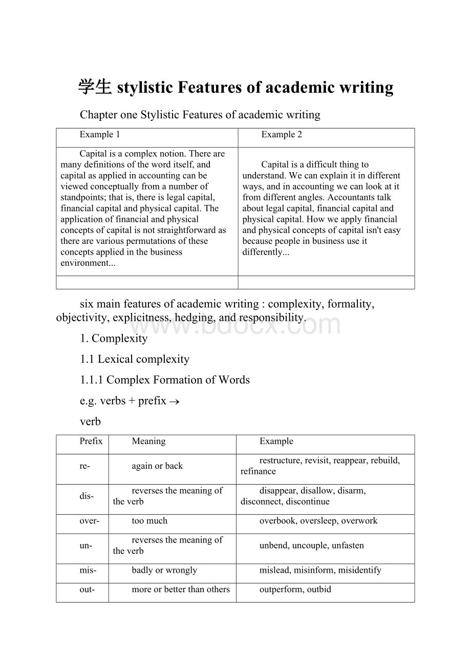 学生stylistic Features of academic writing文档格式.docx