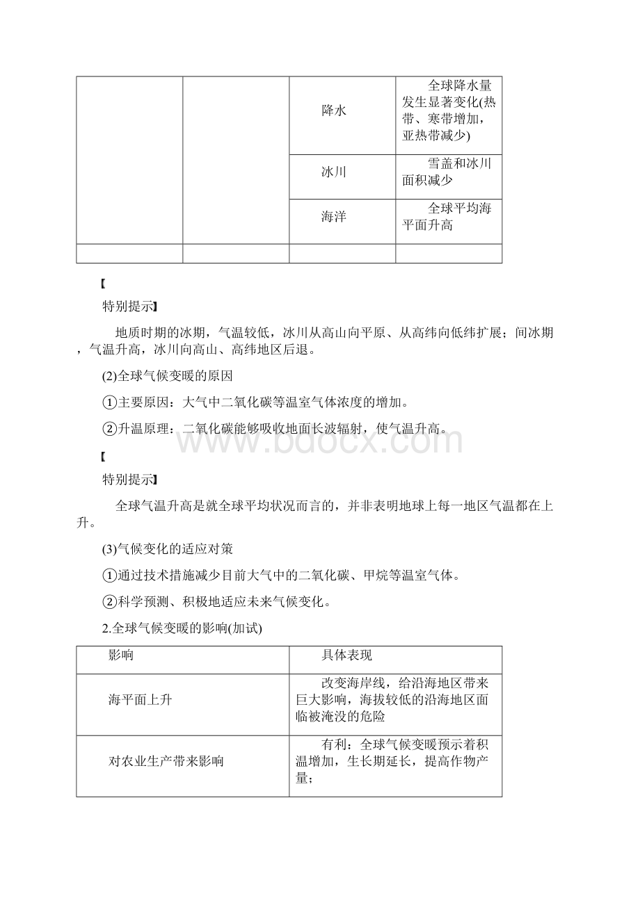 高考地理总复习 第5章 自然环境对人类活动的影响 第19讲 全球气候变化对人类活动的影响必修1.docx_第2页