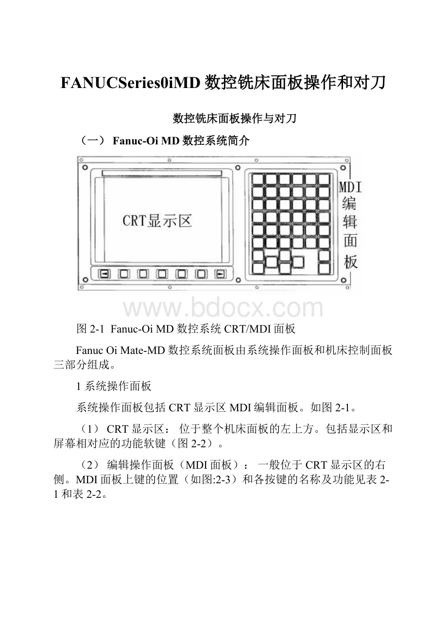 FANUCSeries0iMD数控铣床面板操作和对刀.docx