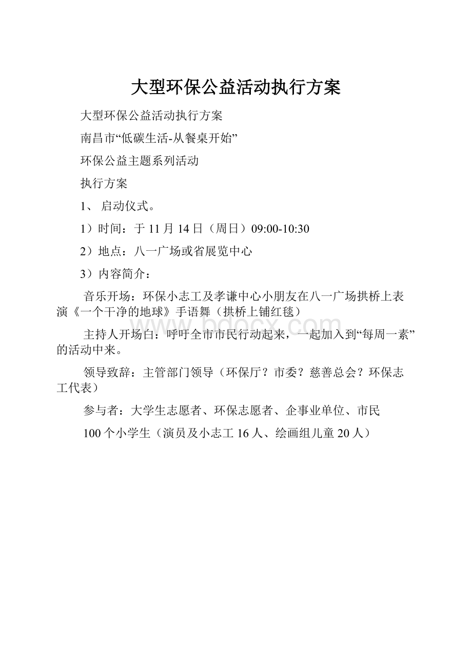 大型环保公益活动执行方案Word格式文档下载.docx