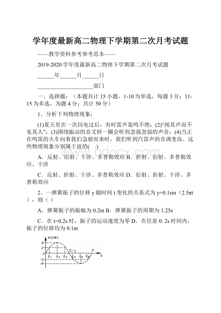 学年度最新高二物理下学期第二次月考试题.docx