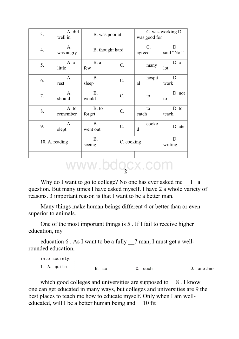 广东中考英语完型填空专题训练10篇有答案解析Word文档格式.docx_第2页