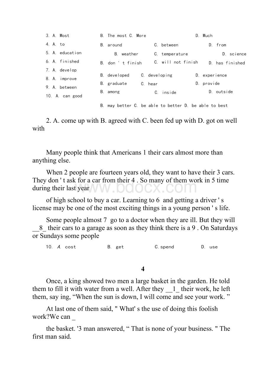 广东中考英语完型填空专题训练10篇有答案解析Word文档格式.docx_第3页