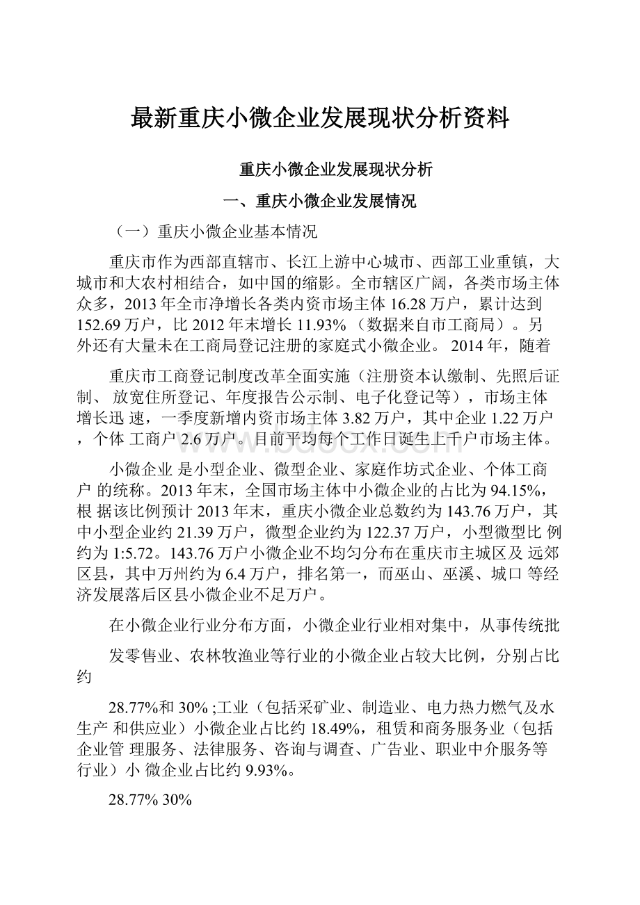 最新重庆小微企业发展现状分析资料.docx_第1页