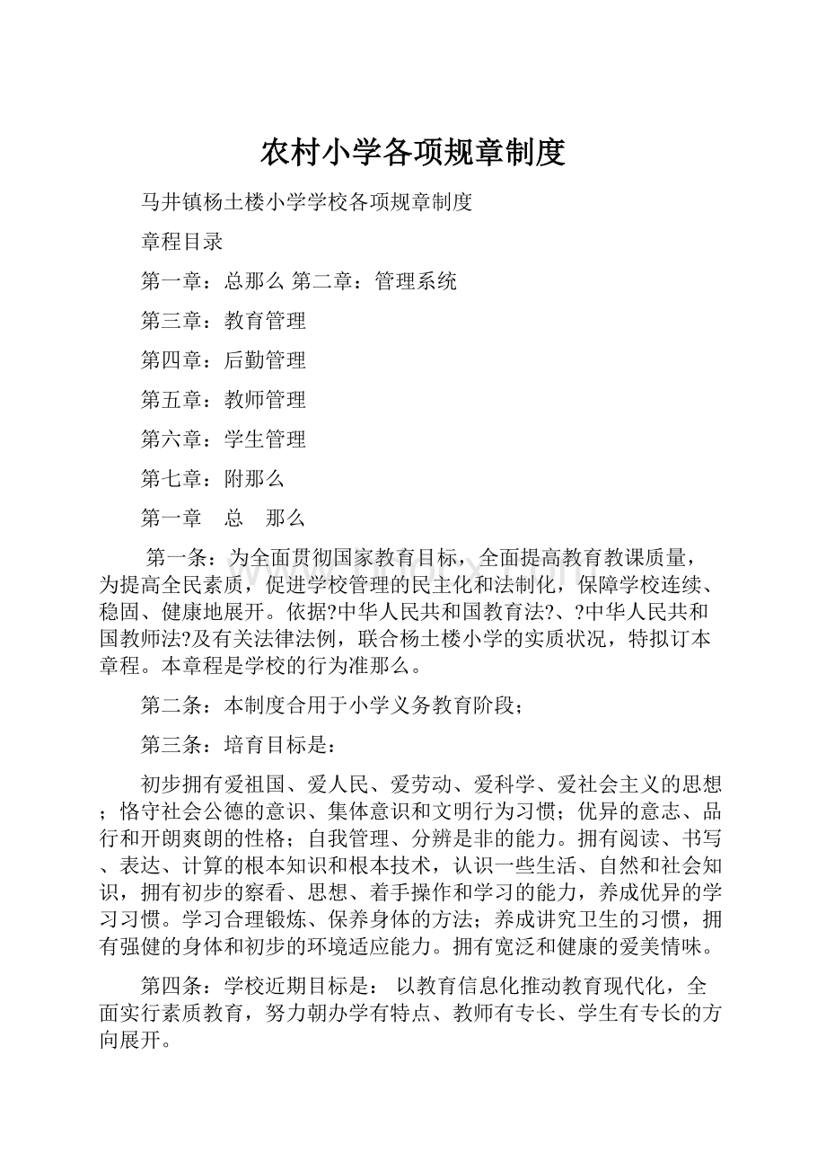 农村小学各项规章制度.docx