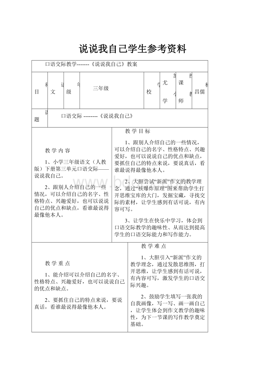 说说我自己学生参考资料Word文件下载.docx_第1页