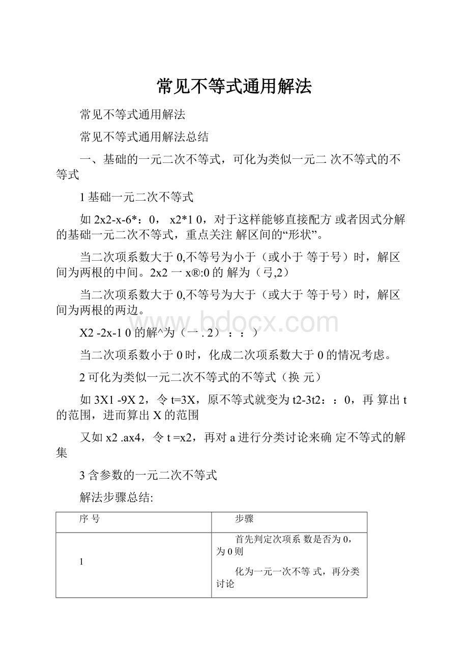 常见不等式通用解法Word文档格式.docx