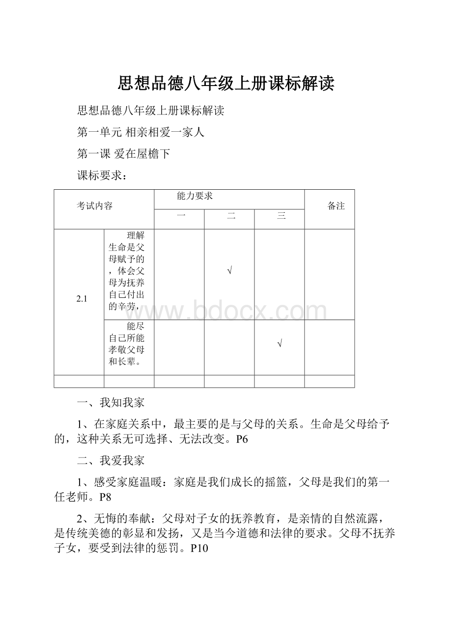 思想品德八年级上册课标解读Word格式.docx_第1页