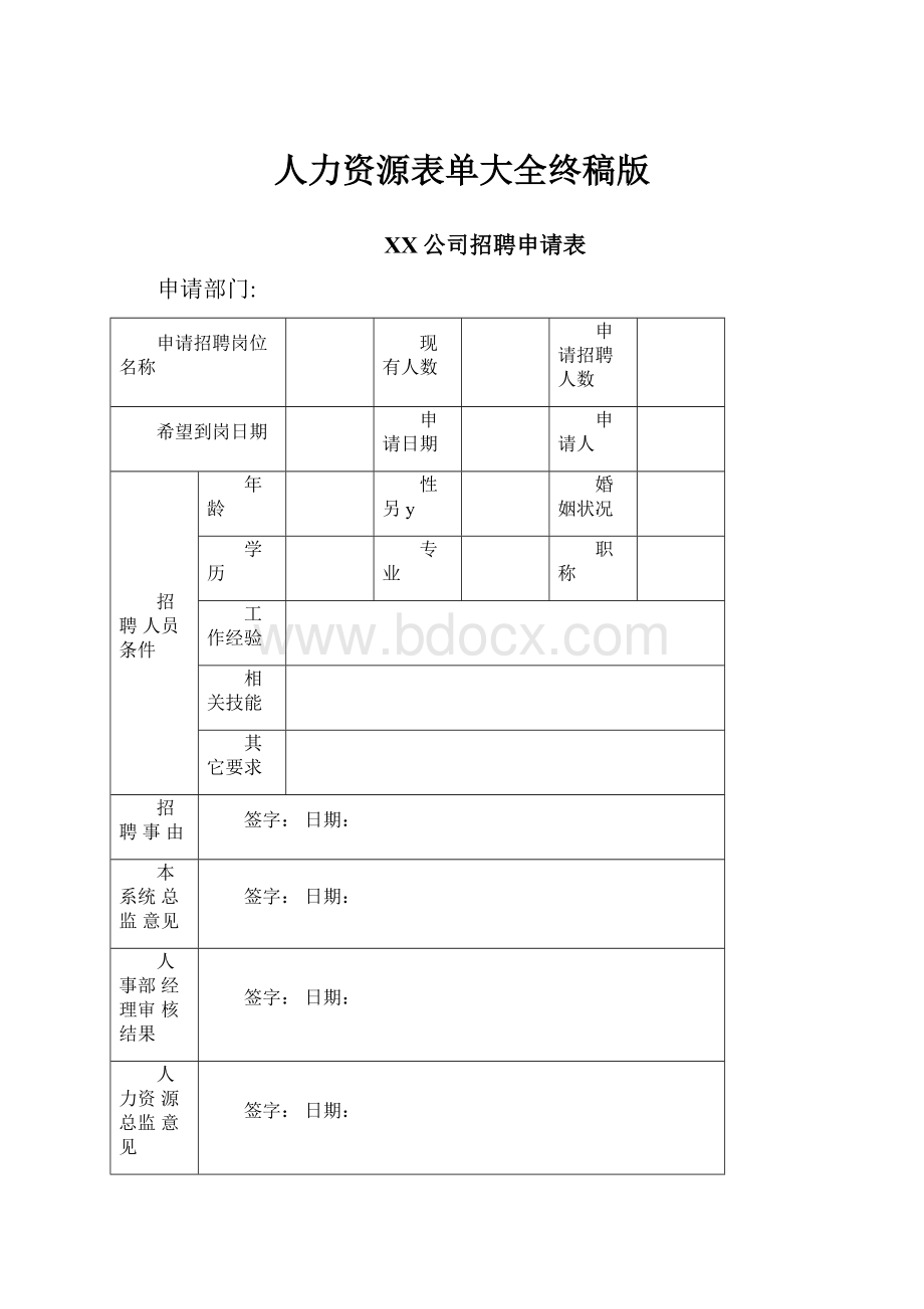 人力资源表单大全终稿版Word文件下载.docx