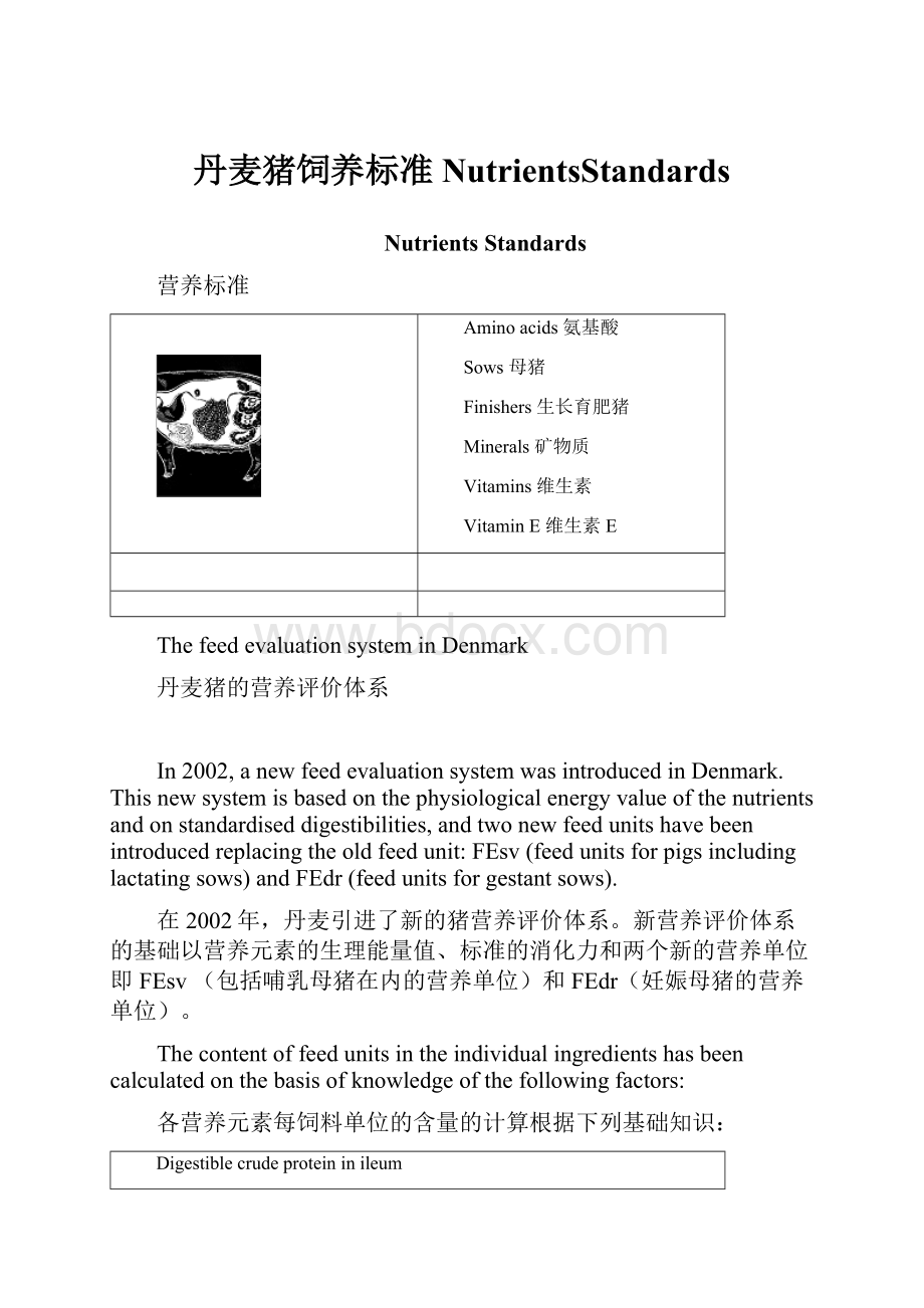 丹麦猪饲养标准NutrientsStandards.docx