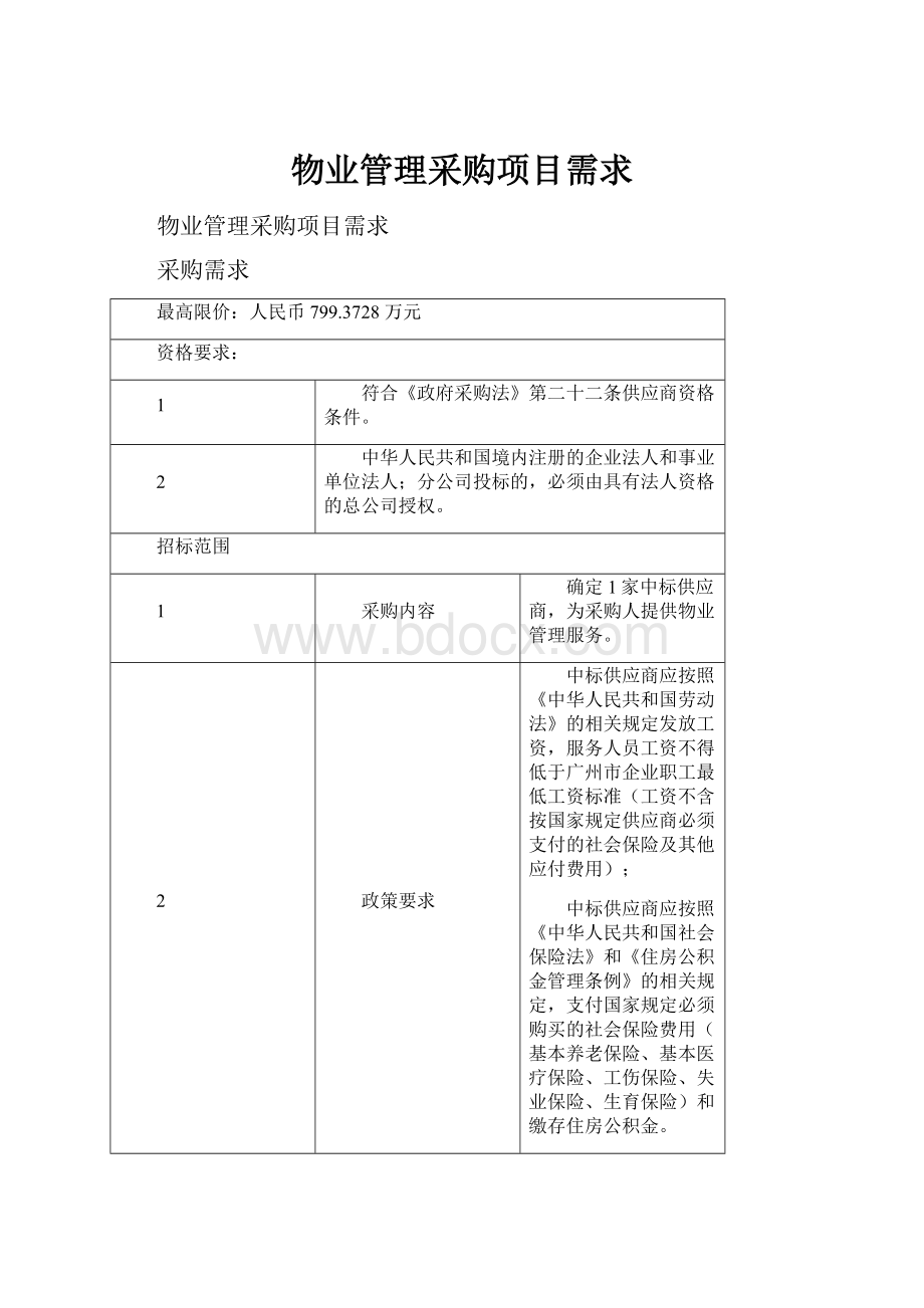 物业管理采购项目需求.docx