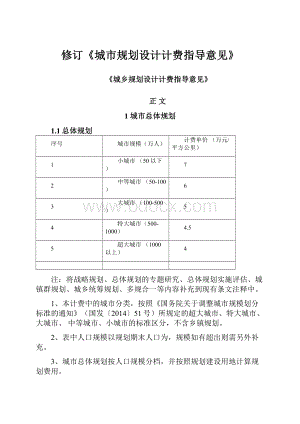 修订《城市规划设计计费指导意见》Word格式.docx