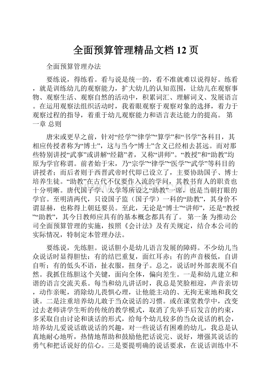 全面预算管理精品文档12页Word格式.docx_第1页