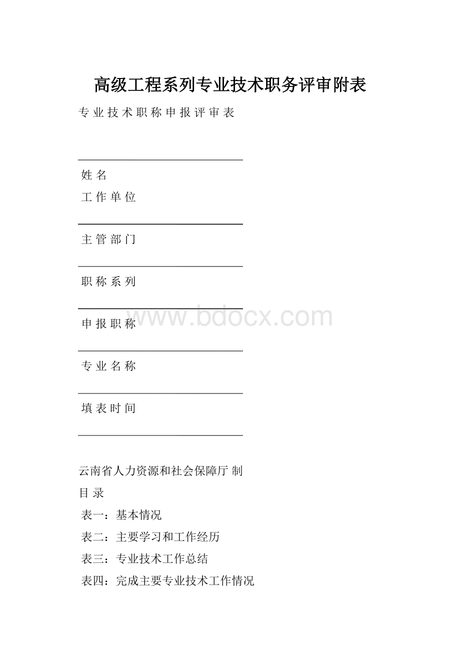 高级工程系列专业技术职务评审附表.docx