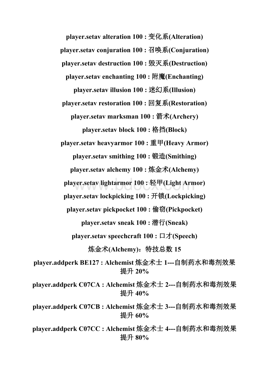 上古卷轴5最全控制台代码.docx_第3页