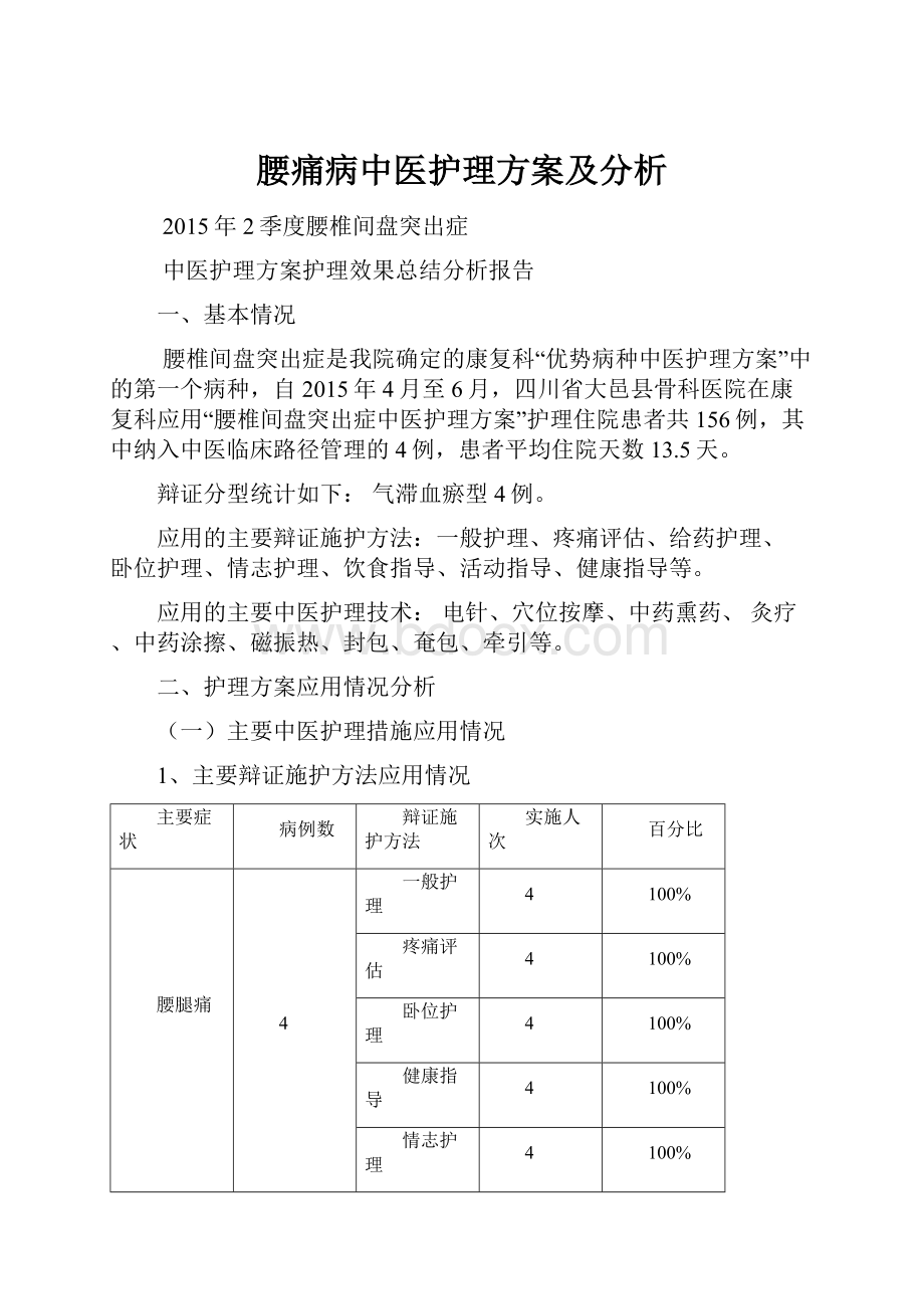 腰痛病中医护理方案及分析.docx