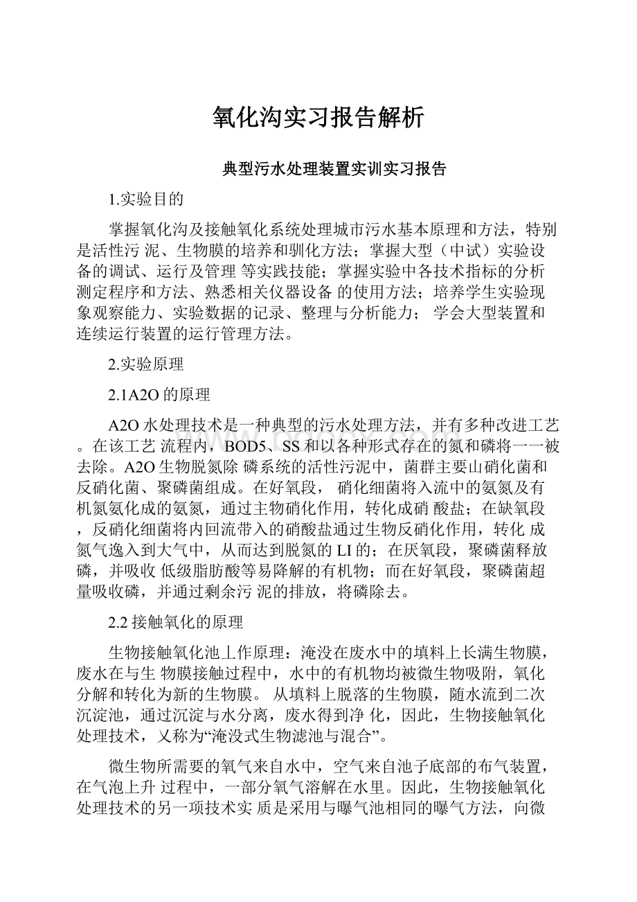 氧化沟实习报告解析.docx_第1页