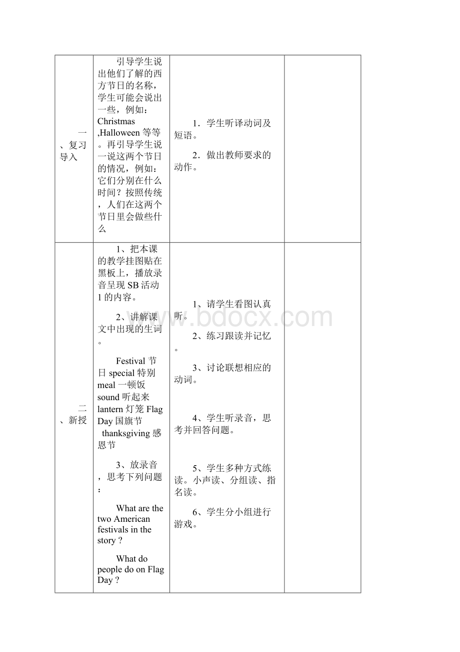 外研社版三起英语六年级上册第四模块Module4表格教案.docx_第3页