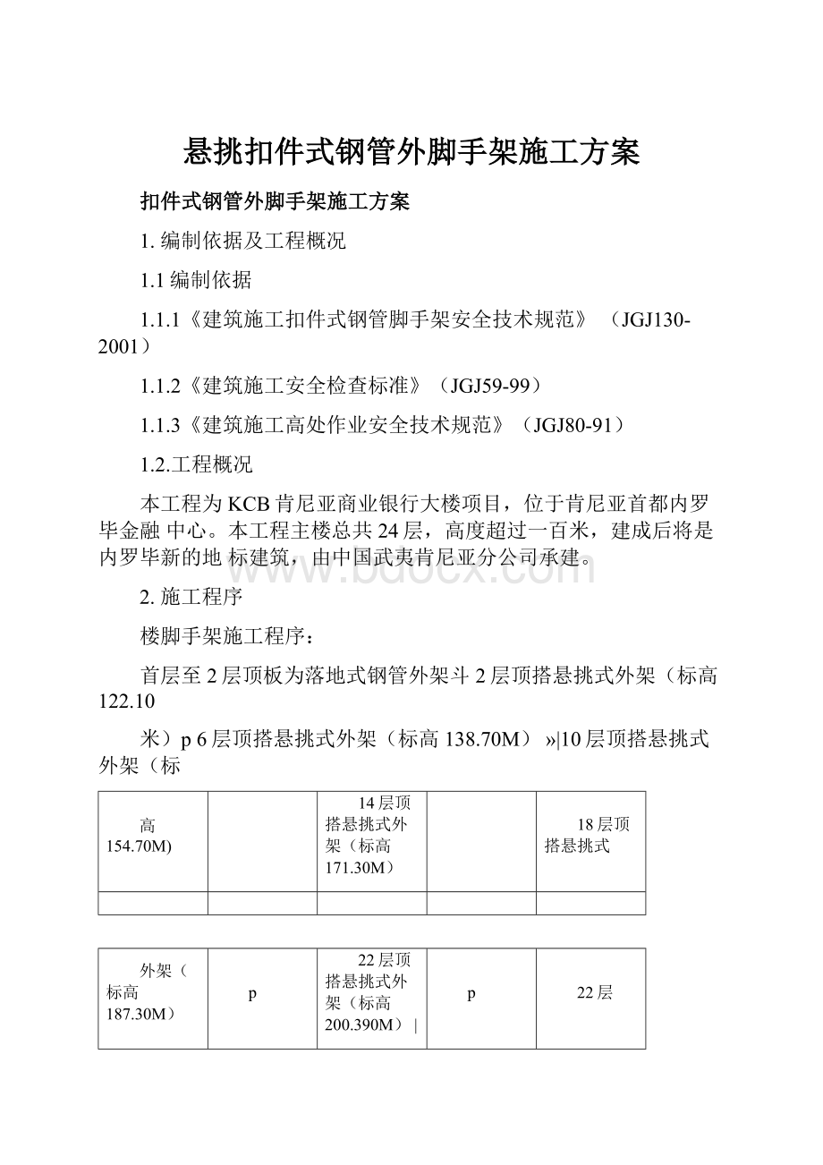 悬挑扣件式钢管外脚手架施工方案.docx