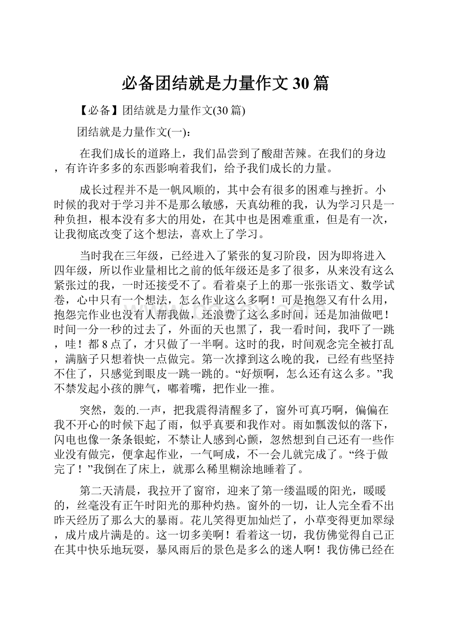 必备团结就是力量作文30篇.docx_第1页