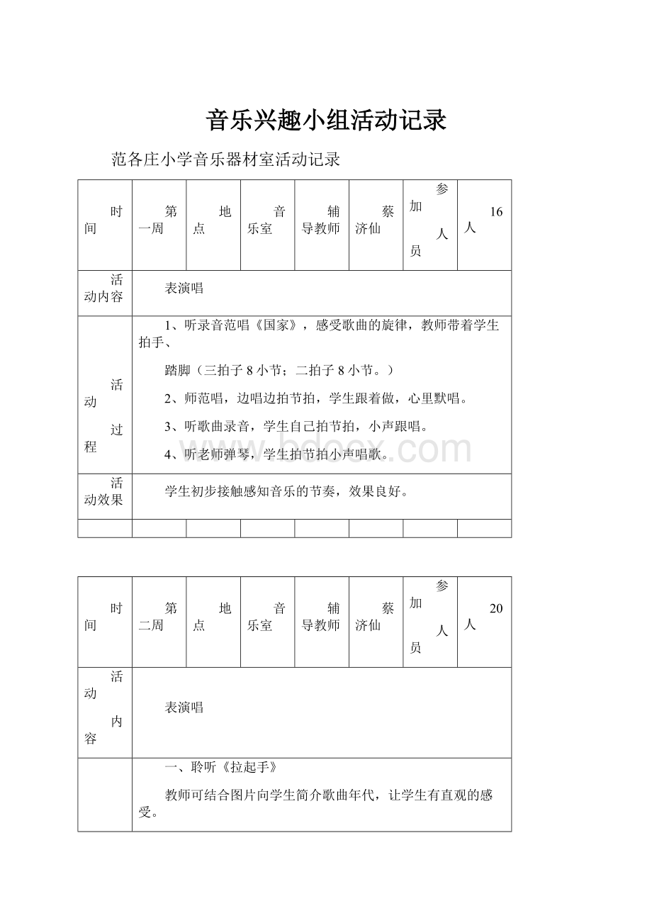 音乐兴趣小组活动记录Word格式文档下载.docx_第1页