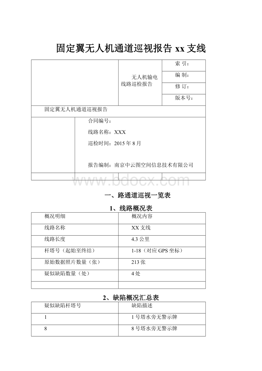 固定翼无人机通道巡视报告xx支线.docx_第1页