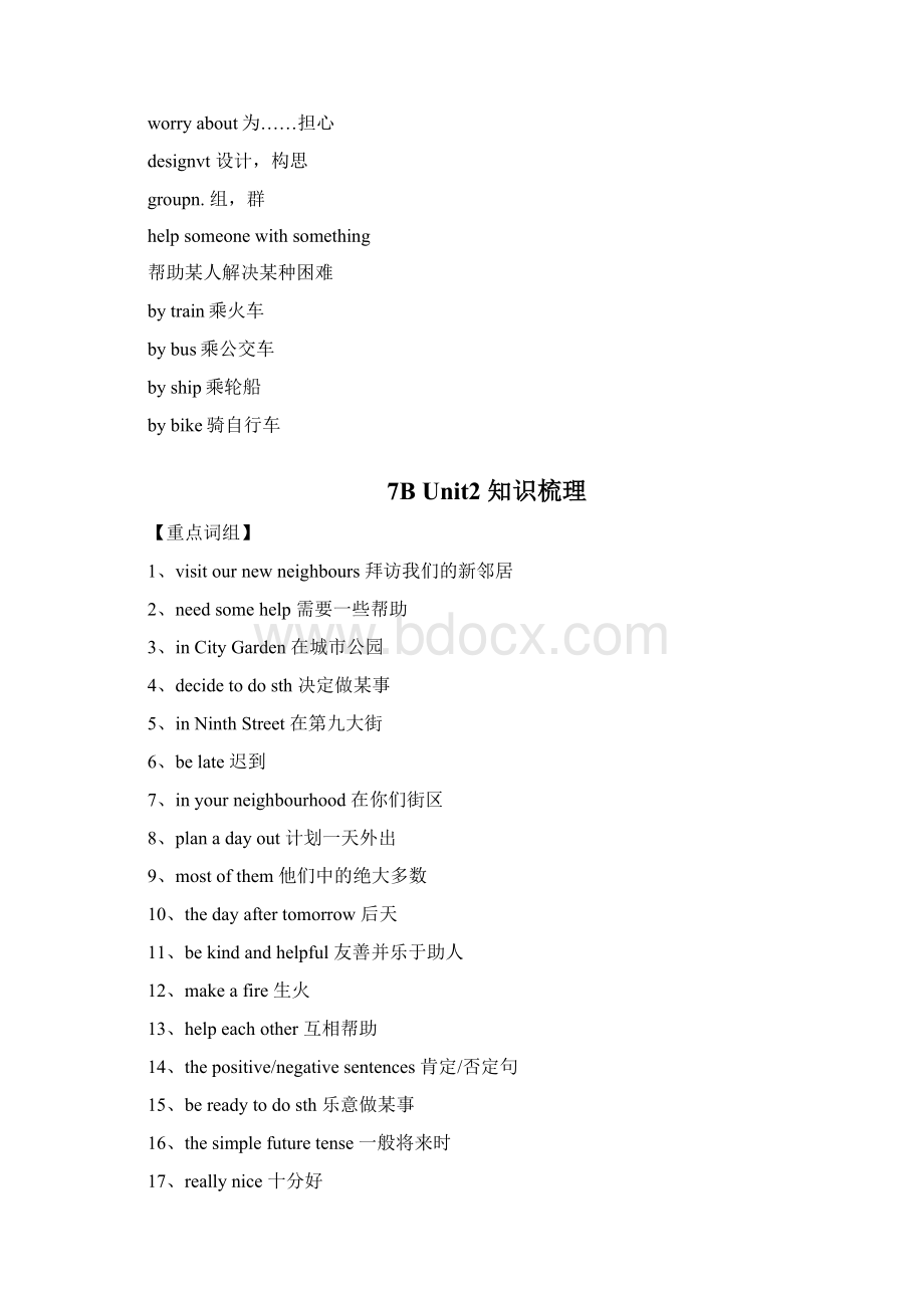 译林版丨7B Unit 2单词及知识梳理Word文件下载.docx_第3页