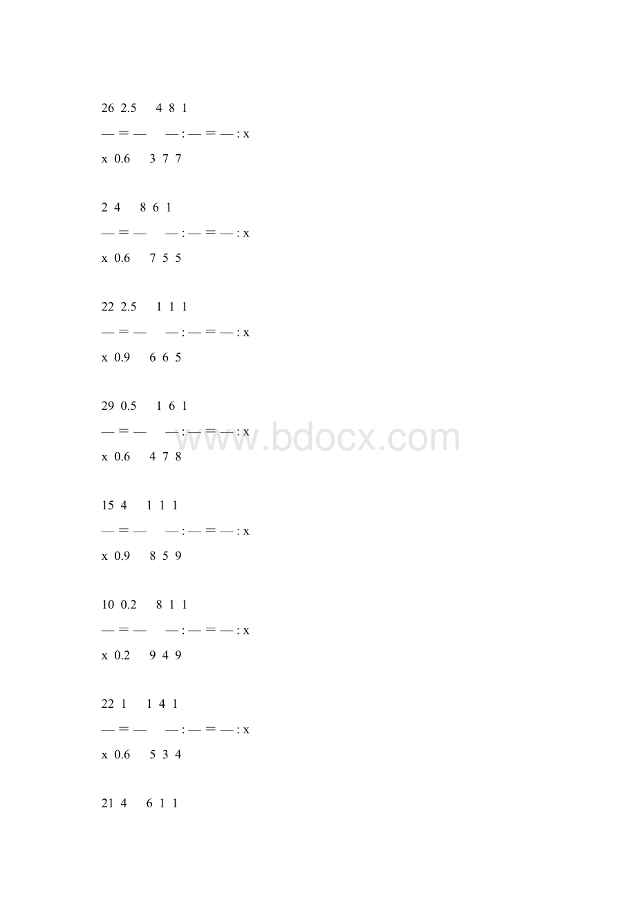 小学六年级数学下册解比例专项训练 155Word下载.docx_第2页