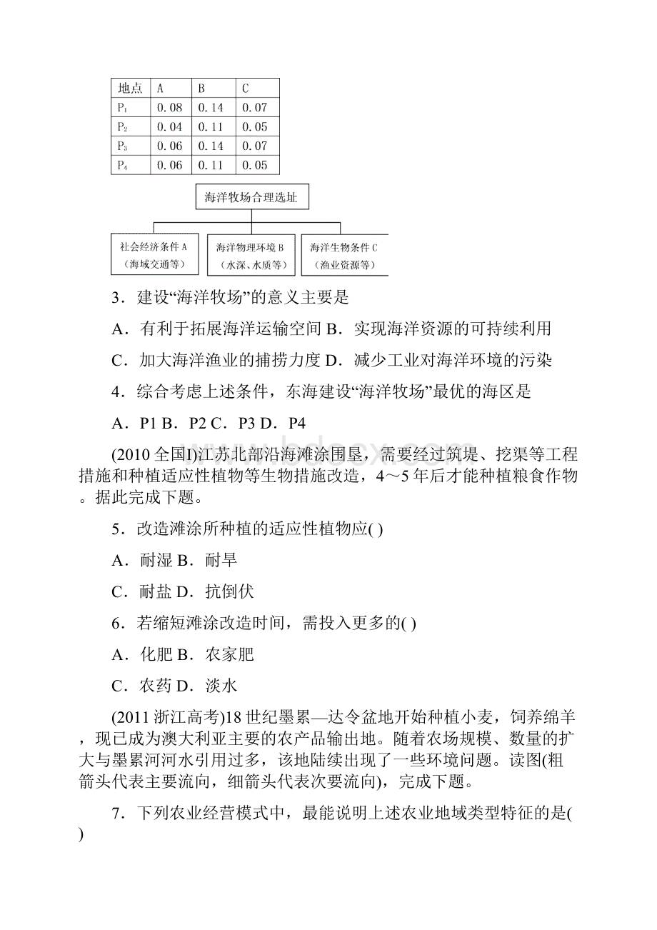 农业地域类型练习Word格式文档下载.docx_第2页