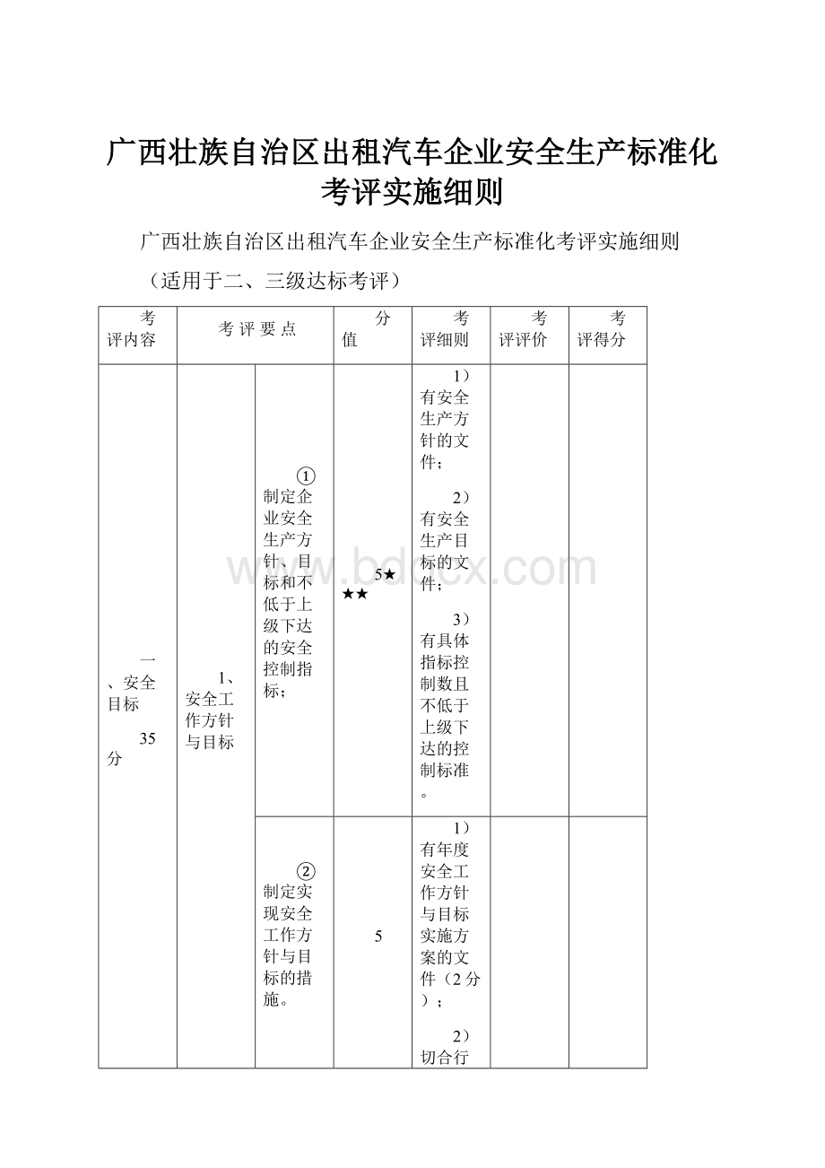 广西壮族自治区出租汽车企业安全生产标准化考评实施细则Word下载.docx_第1页