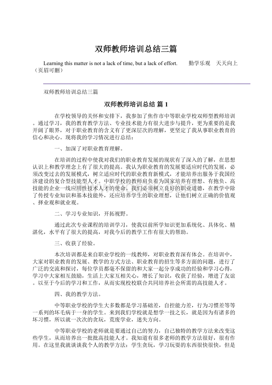 双师教师培训总结三篇.docx_第1页