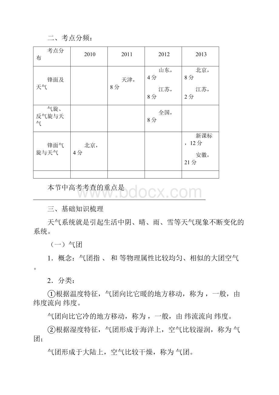 学案高考地理二轮复习常见天气系统学案无答案新人教版.docx_第2页