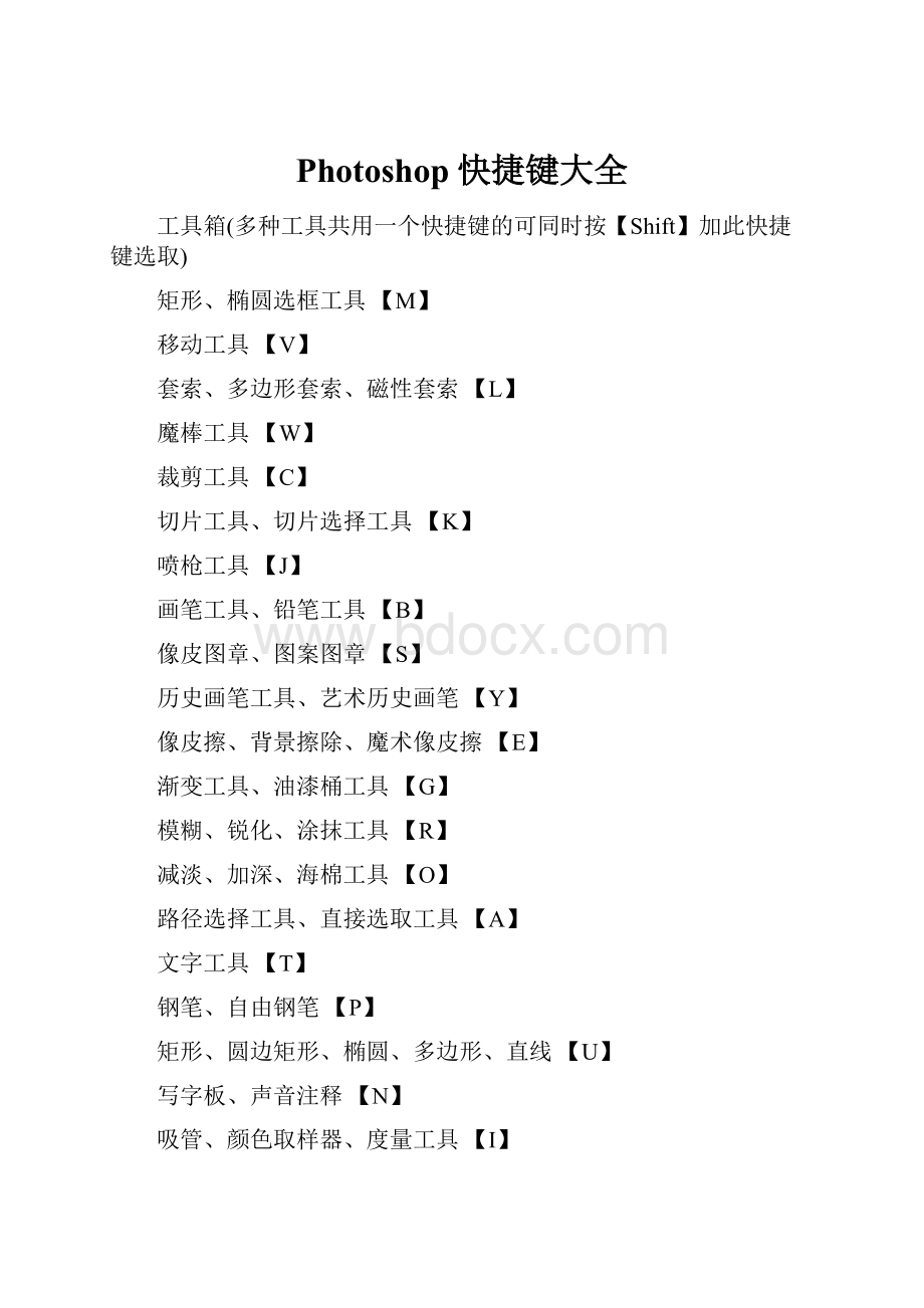 Photoshop快捷键大全Word下载.docx_第1页