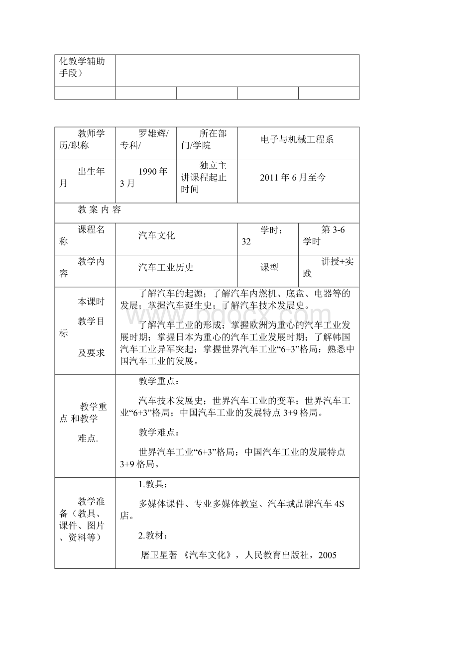 汽车文化教学设计课题.docx_第2页