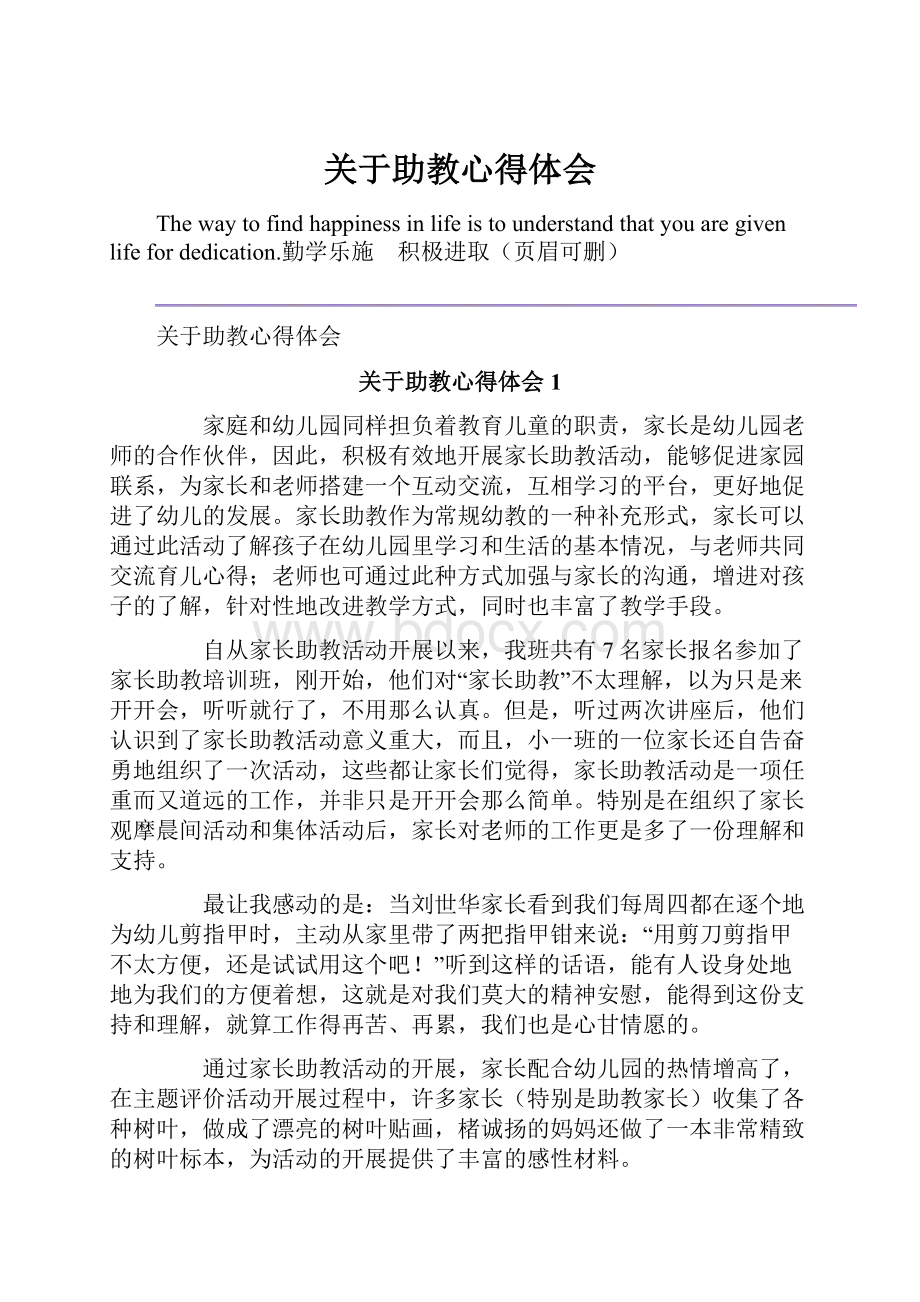 关于助教心得体会Word文件下载.docx_第1页