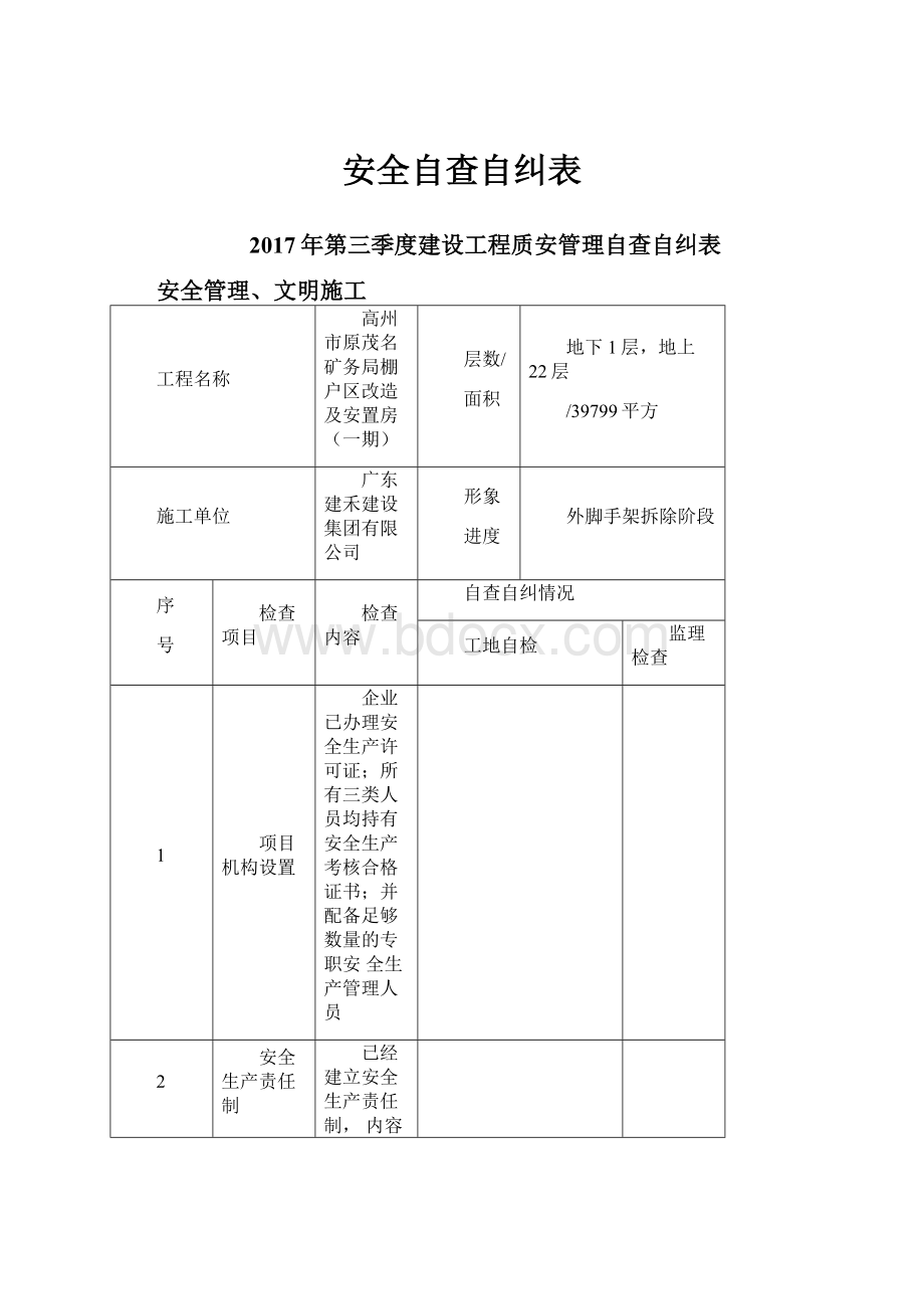 安全自查自纠表Word下载.docx_第1页