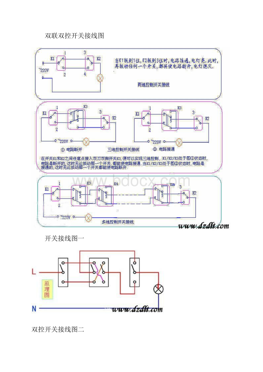 一灯单控一灯双控一灯三控一灯多控照明电路图之欧阳地创编.docx_第2页