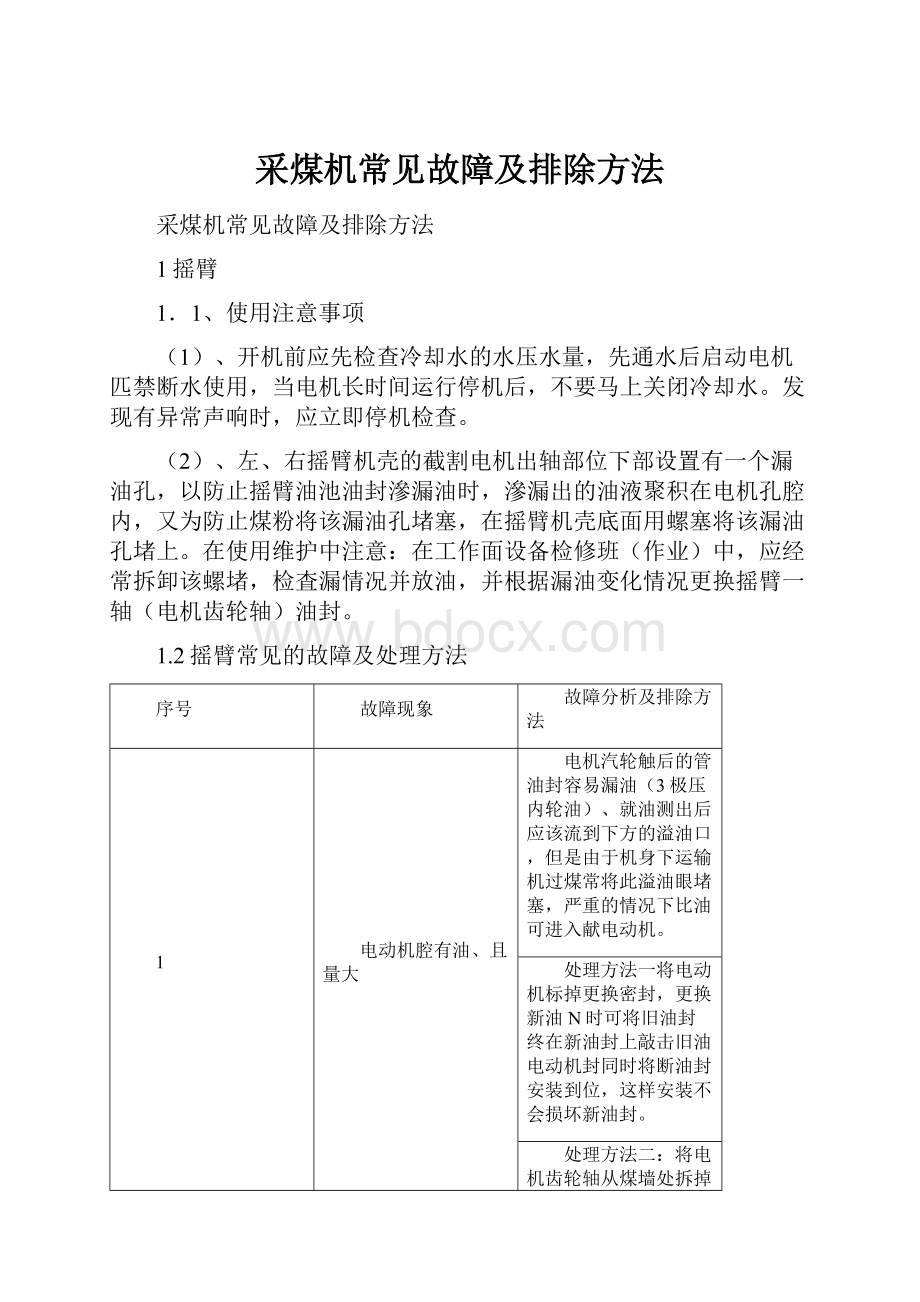 采煤机常见故障及排除方法.docx_第1页