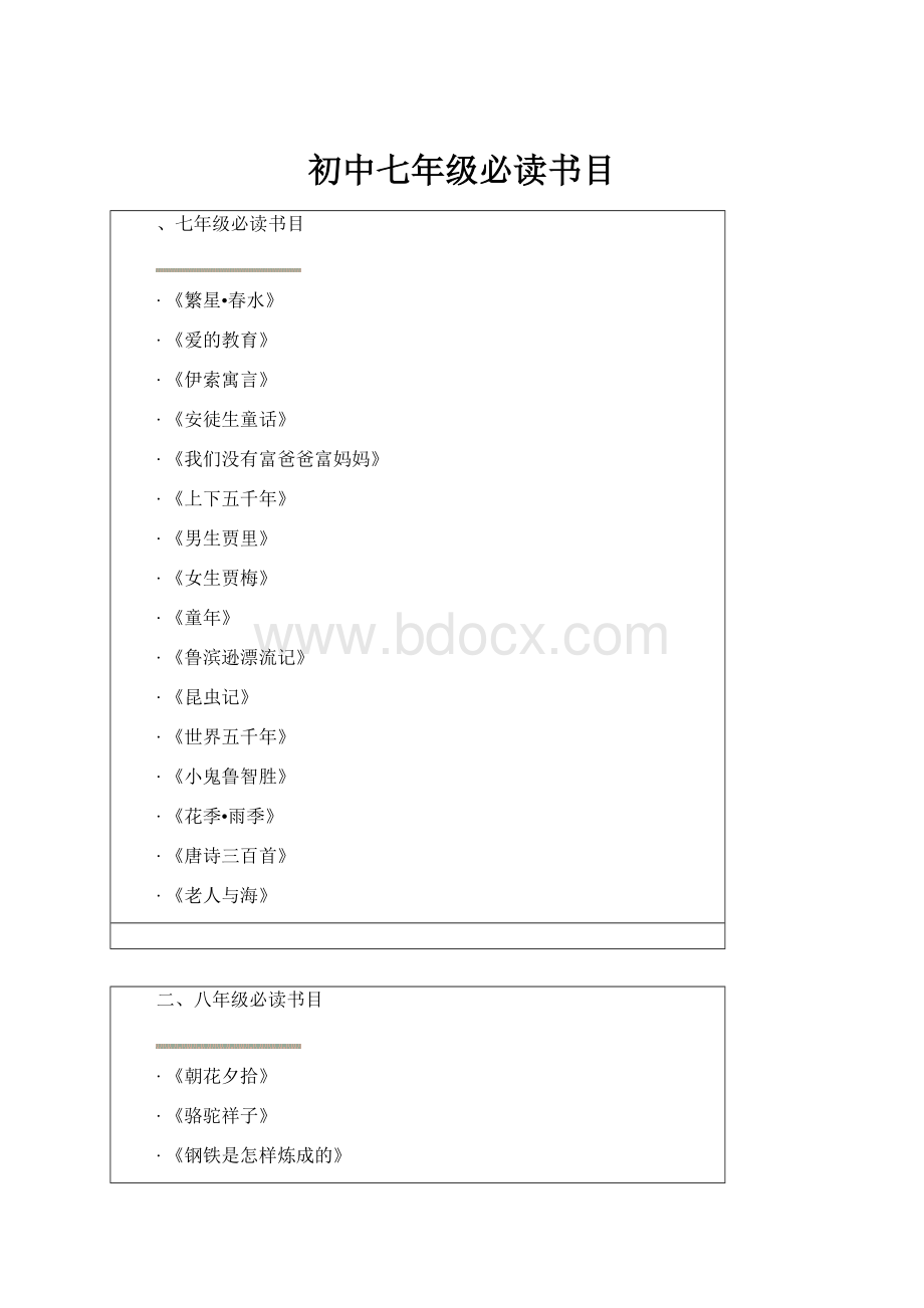 初中七年级必读书目.docx_第1页