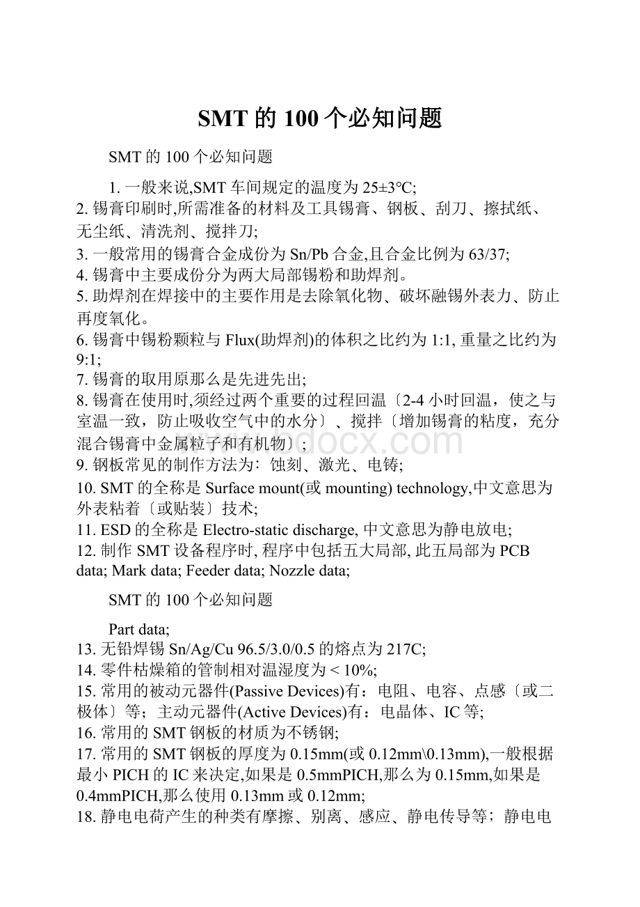 SMT的100个必知问题.docx_第1页