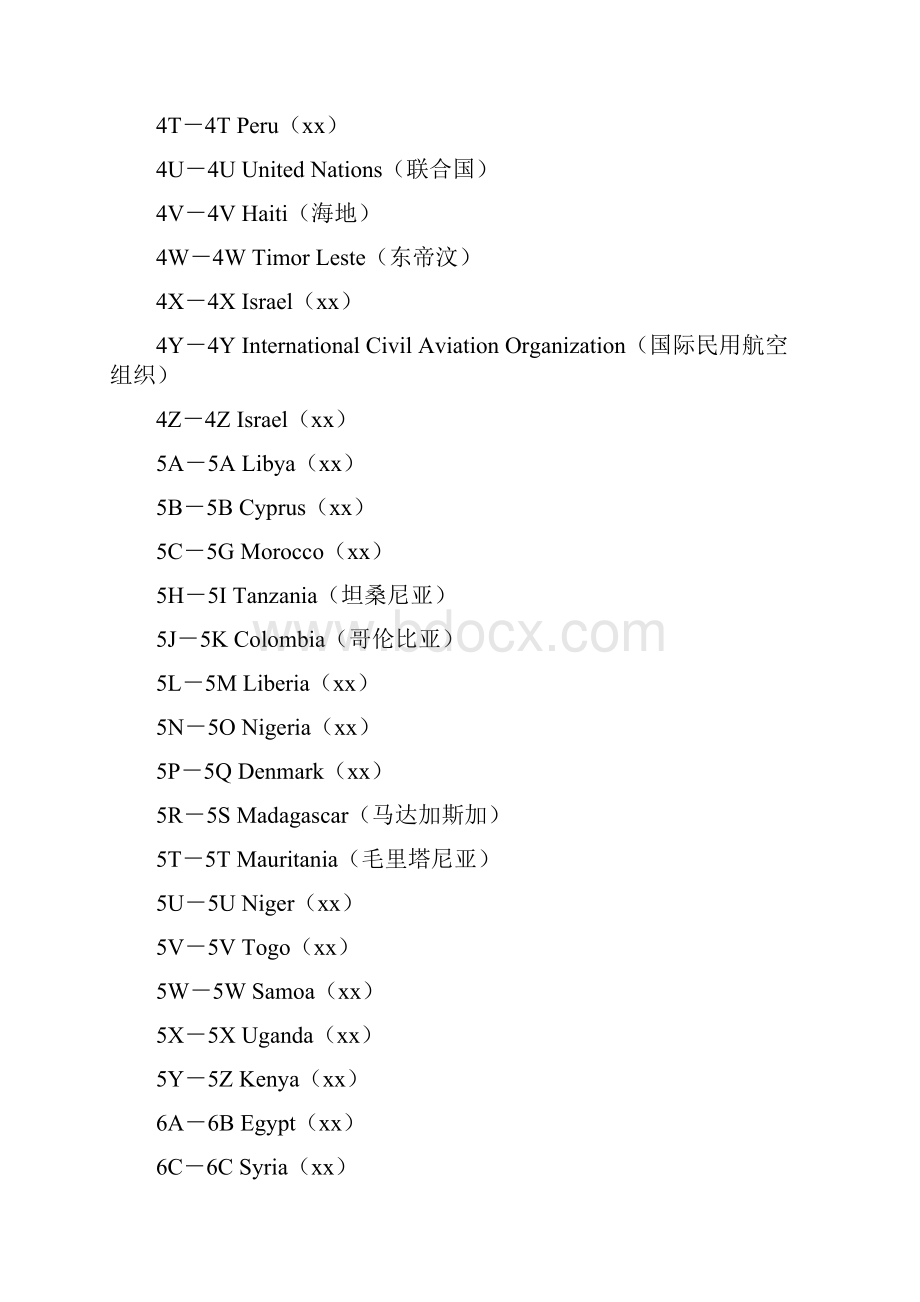 世界各国的呼号前缀Word文档格式.docx_第2页