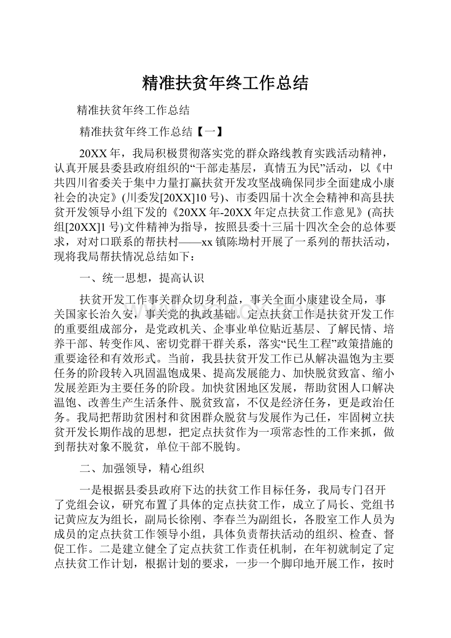 精准扶贫年终工作总结Word格式文档下载.docx