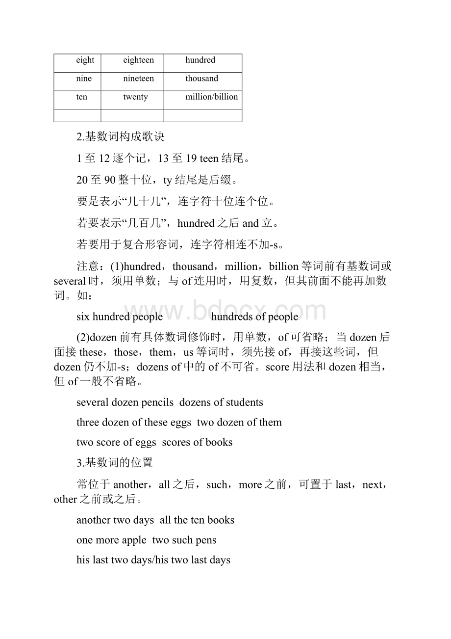 高考英语语法突破四大篇第三部分专题4数词讲义Word格式.docx_第2页