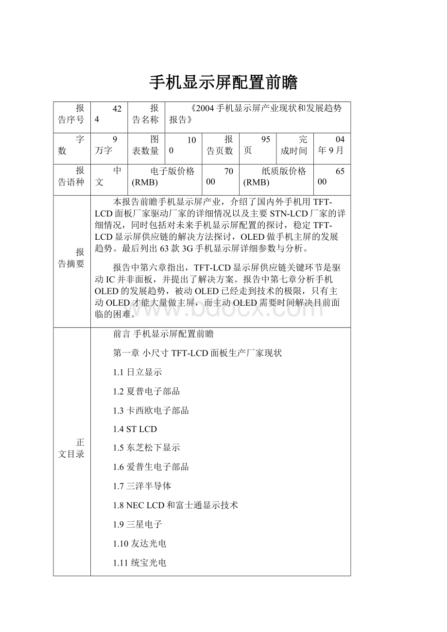 手机显示屏配置前瞻.docx_第1页