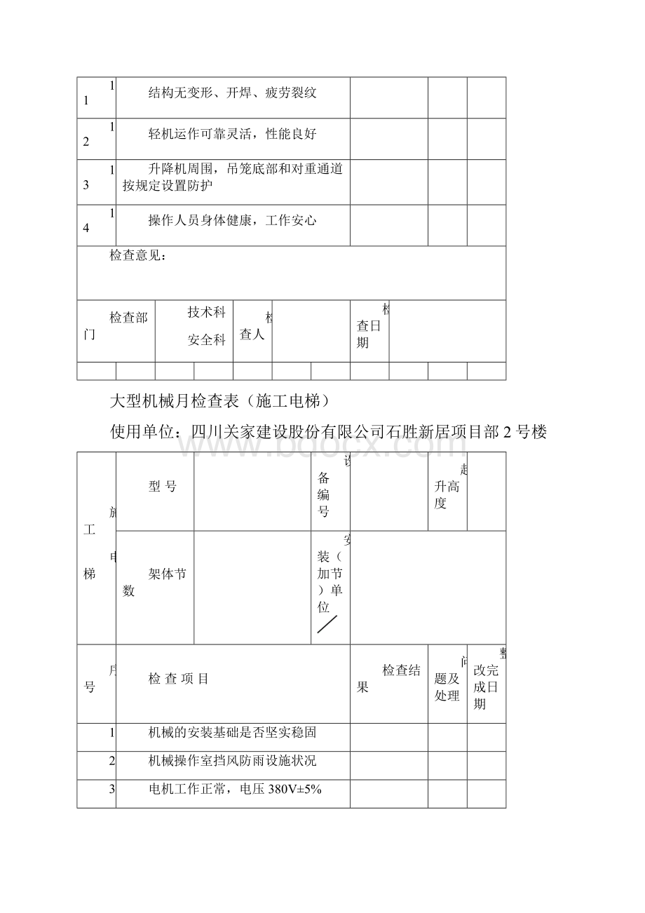 大型机械月检查表施工电梯.docx_第2页